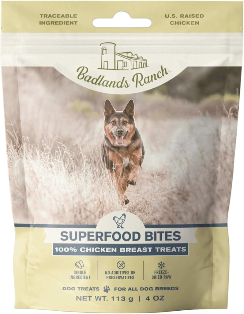 Badlands Ranch Dog Treat Superfood Bites 100% Freeze Dried Chicken Breast