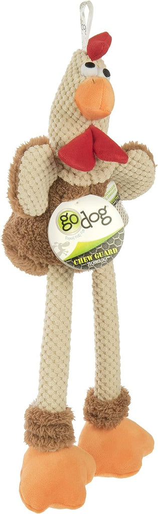 GoDog Dog Toy Checkers Skinny Brown Rooster