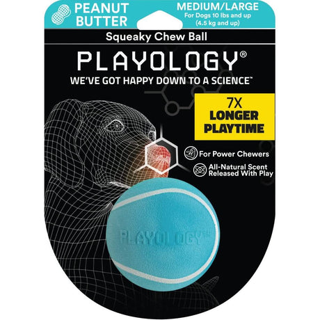Playology Dog Toy Squeaky Chew Ball - Peanut Butter Scent