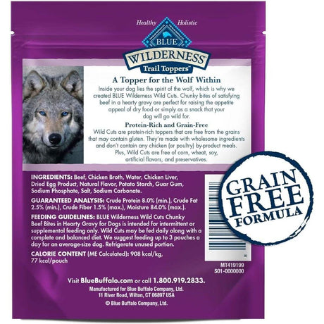 Blue Buffalo Wet Dog Food Wilderness Trail Toppers Wild Cuts Chunky Beef Bites