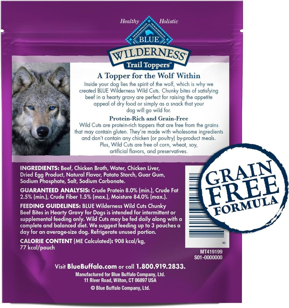 Blue Buffalo Wet Dog Food Wilderness Trail Toppers Wild Cuts Chunky Beef Bites