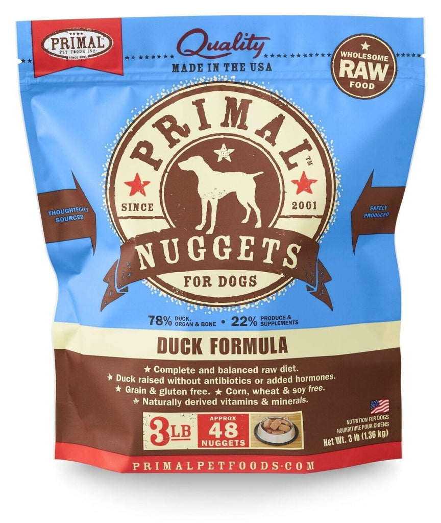 Primal Raw Frozen Dog Food Nuggets Duck Formula