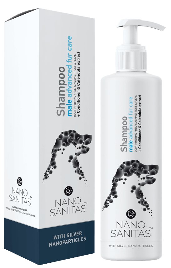 NanoSanitas Shampoo & Conditioner Male Advanced Fur Care with Silver NanoParticles for Dogs with Long Hair