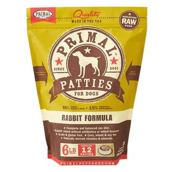 Primal Raw Frozen Dog Food Patties Rabbit Formula