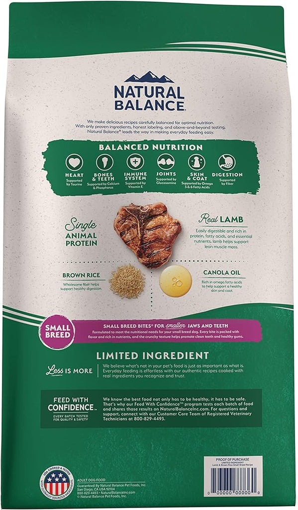 Natural Balance Dry Dog Food Limited Ingredient Lamb & Brown Rice Small Breed Recipe