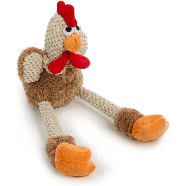 GoDog Dog Toy Checkers Skinny Brown Rooster