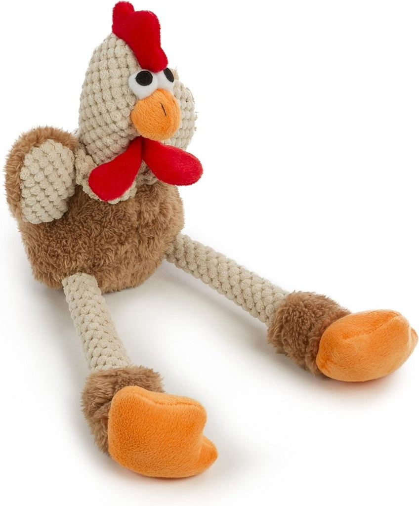 GoDog Dog Toy Checkers Skinny Brown Rooster