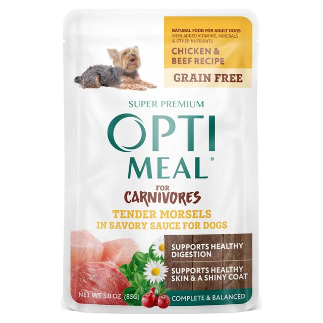 Opti Meal Wet Dog Food for Carnivores Tender Morsels in Savory Sauce Chicken & Beef Recipe