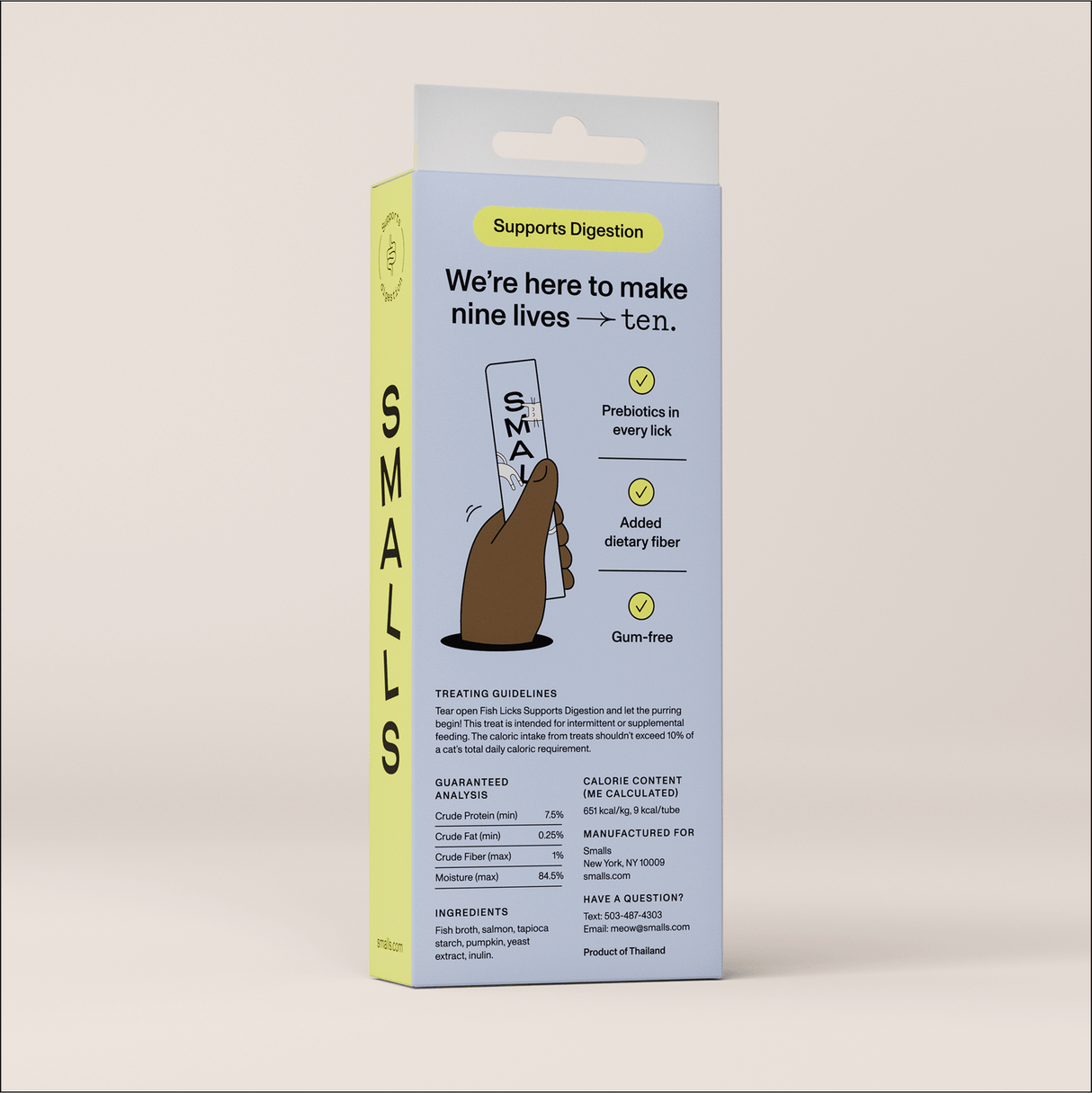 Smalls Cat Treat Digestion Support Salmon Fish Licks 4oz (1 Pack of 8 Licks)