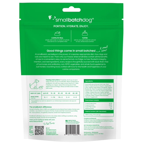 SmallBatch Freeze-Dried Dog Food Small Bites Duck Recipe 7oz