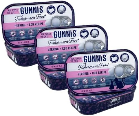 Gunni's Wet Cat Topper Fisherman's Feast Herring and Cod Recipe 3oz (1 Tin)