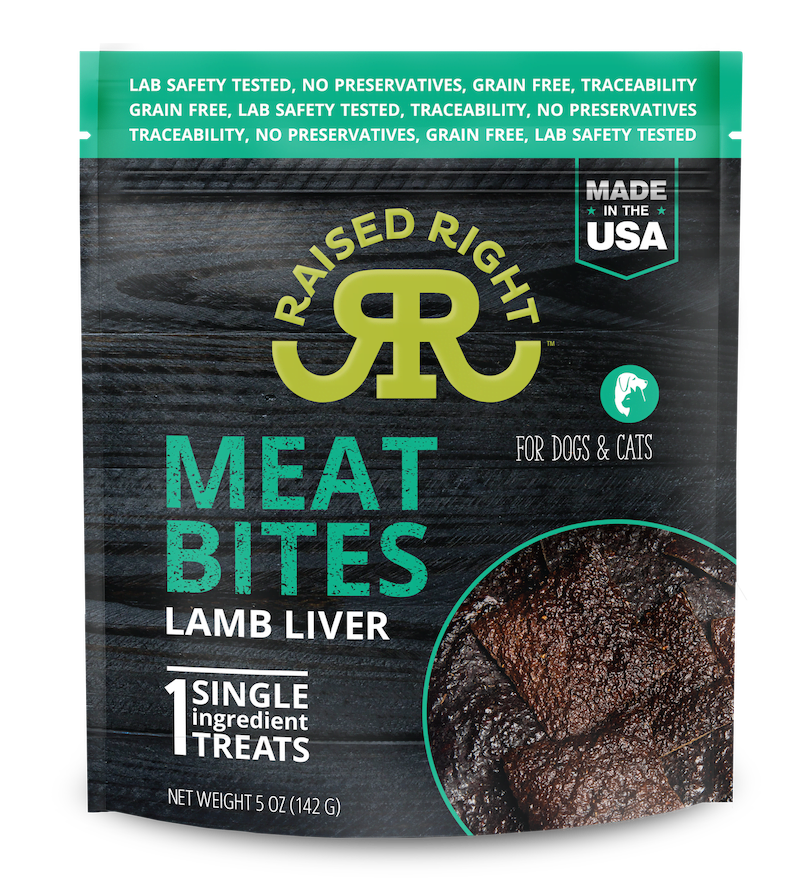 Raised  Right Dog & Cat Meat Bites Lamb Liver 5oz