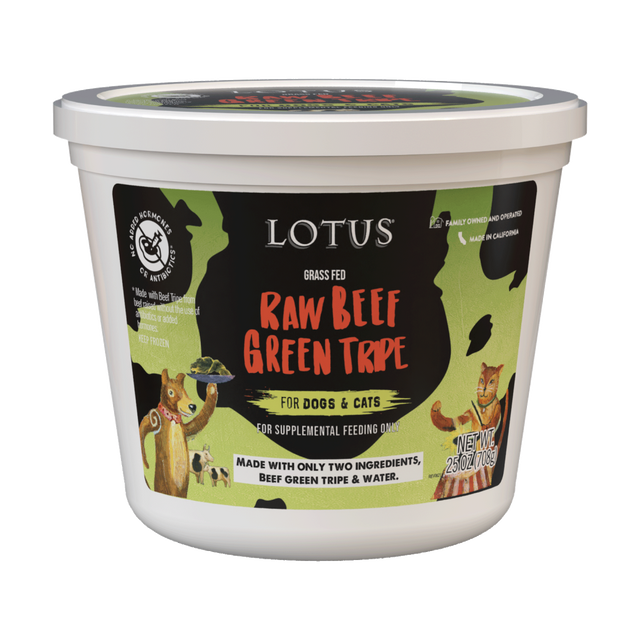 Lotus Raw Frozen Topper Dog  & Cat Grass Fed Beef Tripe 25oz