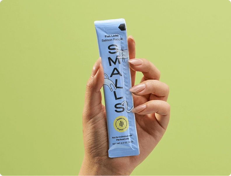 Smalls Cat Treat Digestion Support Salmon Fish Licks 4oz (1 Pack of 8 Licks)