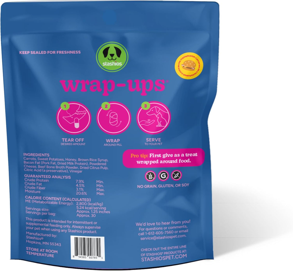 Stashios Dog＆Cat药丸总结培根芝士汉堡2.1盎司