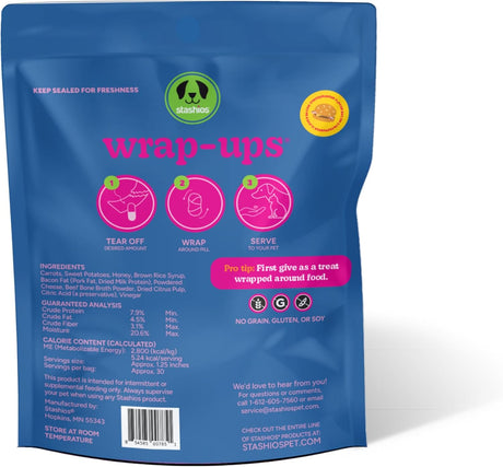 Stashios Chien et pilule de chats enveloppants Bacon Cheeseburger 2.1oz