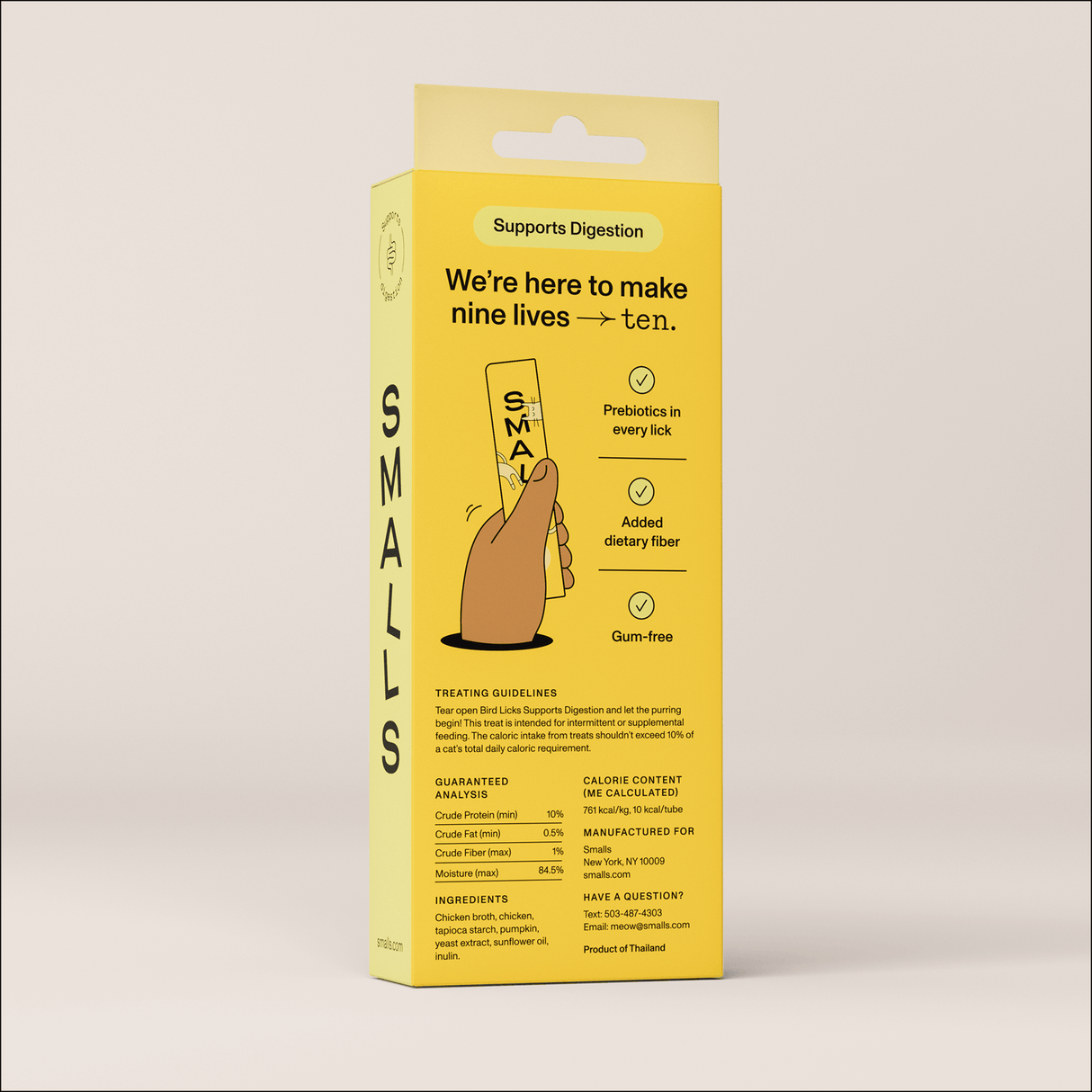 Smalls Cat Treat Digestion Support Chicken Bird Licks 4oz (1 Pack of 8 Licks)