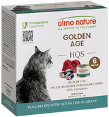 Almo Nature Wet Cat Food HQS Golden Age Tuna Recipe with Ocean Fish in Gravy 1.77oz (6 Pack)