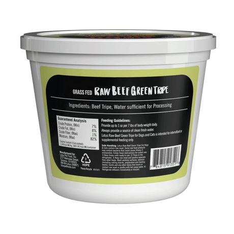 Lotus Raw Frozen Topper Dog  & Cat Grass Fed Beef Tripe 25oz