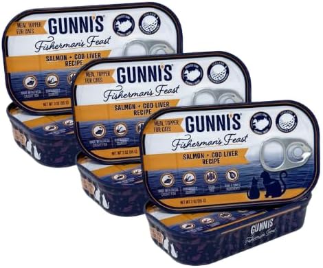 Gunni's Wet Cat Topper Fisherman's Feast Salmon and Cod Liver Recipe 3oz (1 Tin)