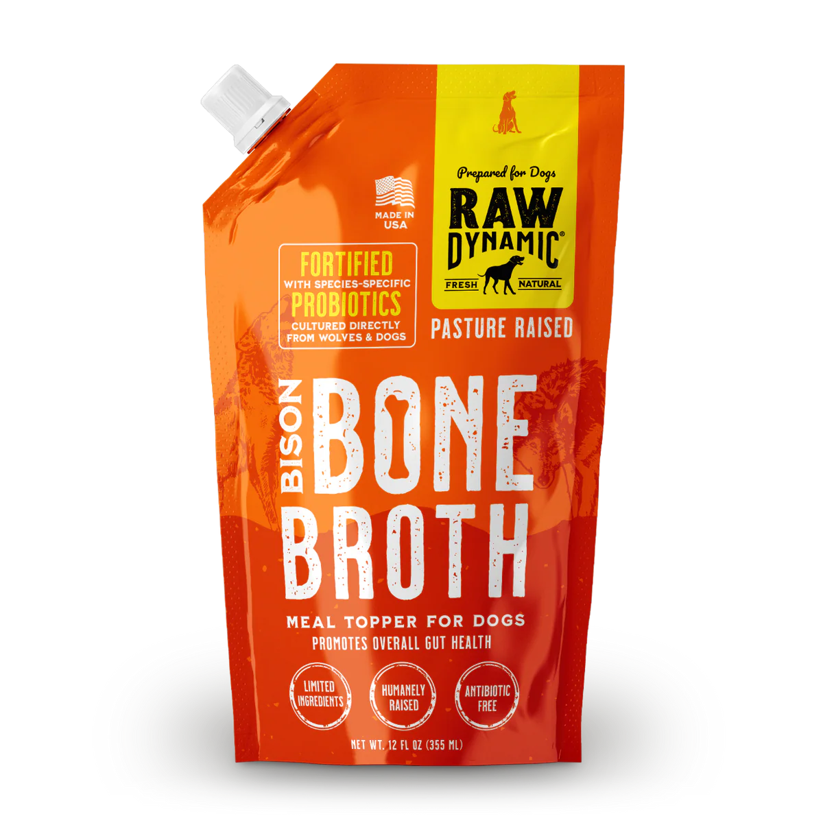 Raw Dynamic Frozen Dog Food Bison Bone Broth 12oz