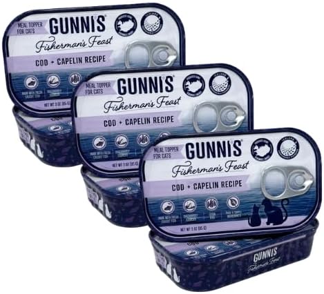 Gunni's Wet Cat Topper Fisherman's Feast Cod and Capelin Recipe 3oz (1 Tin)