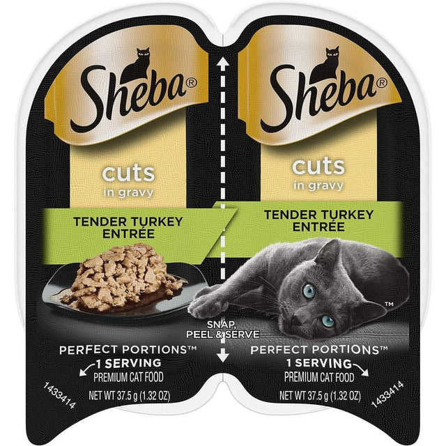 Sheba Wet Cat Food Perfect Portions Cuts in Gravy Tender Turkey Entrée