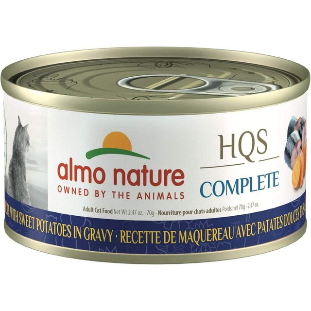 Almo Nature Wet Cat Food HQS Complete Mackerel Recipe with Sweet Potatoes in Gravy