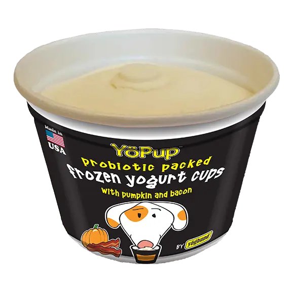 Yoghund Dog Treat YoPup Frozen Yogurt Cups with Pumpkin and Bacon Flavor (4 Pack)