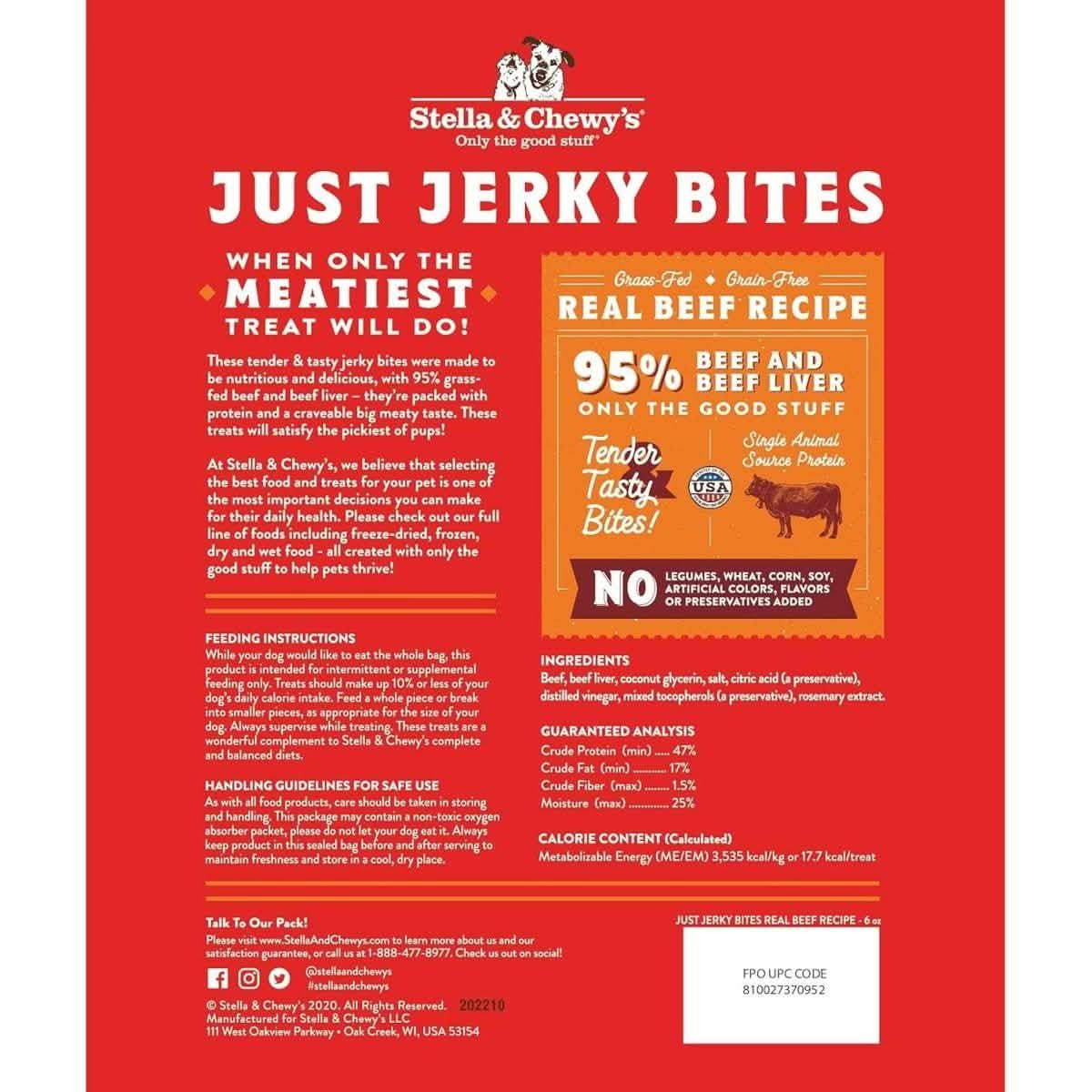 Stella & Chewy's Dog Treat Just Jerky Bites Real Beef Recipe