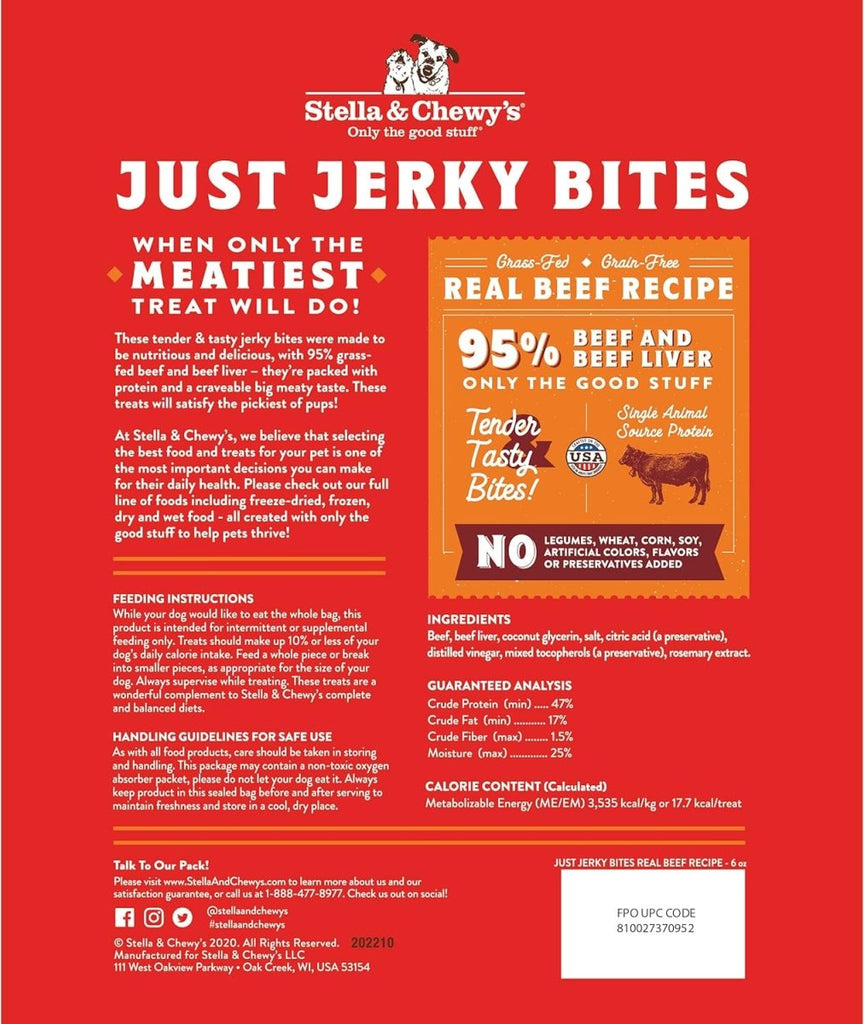 Stella & Chewy's Dog Treat Just Jerky Bites Real Beef Recipe