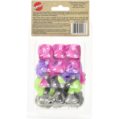SPOT Catnip Cat Toy Colored Plush Mice (12 Pack)