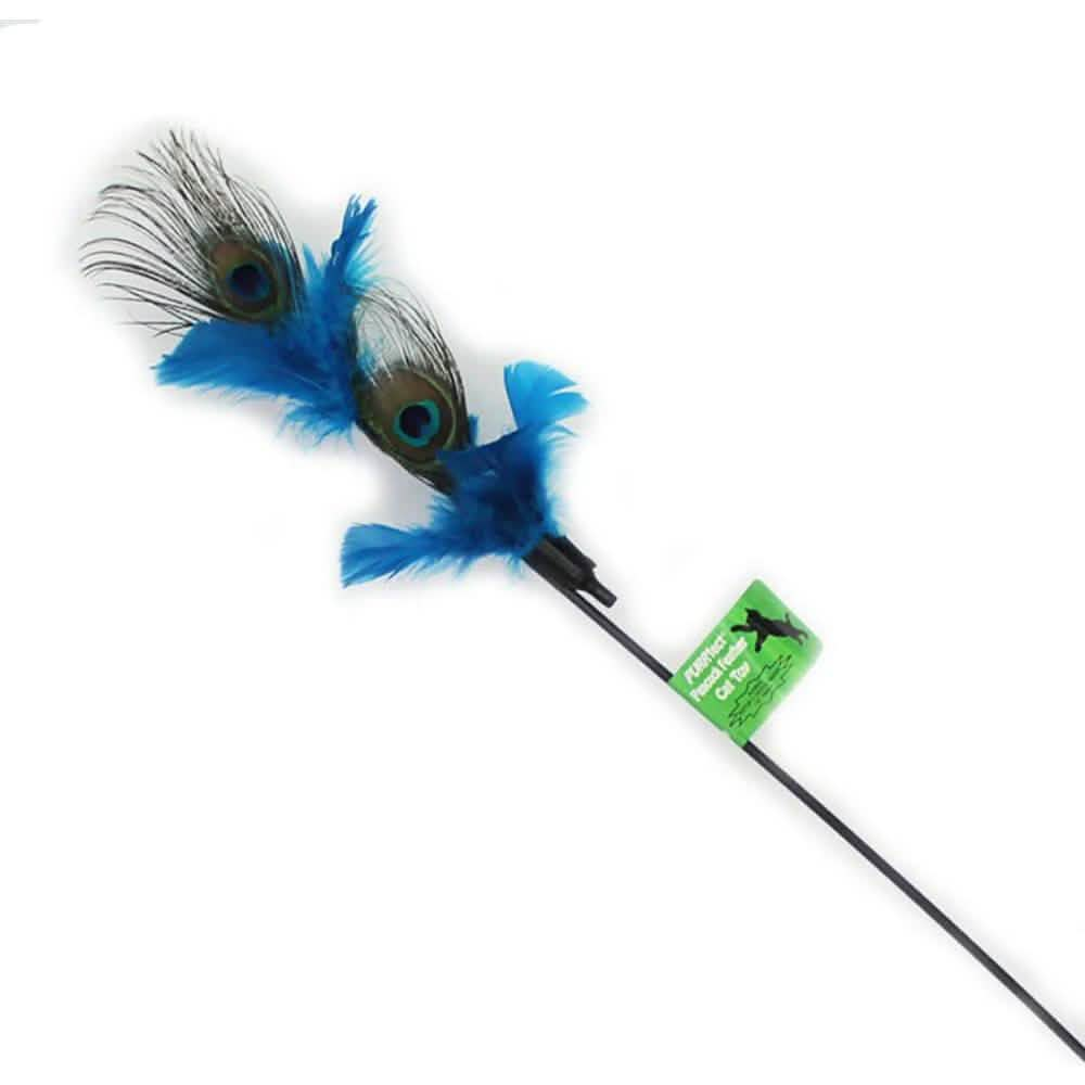 PURRfect Cat Toy Peacock Feather Wand