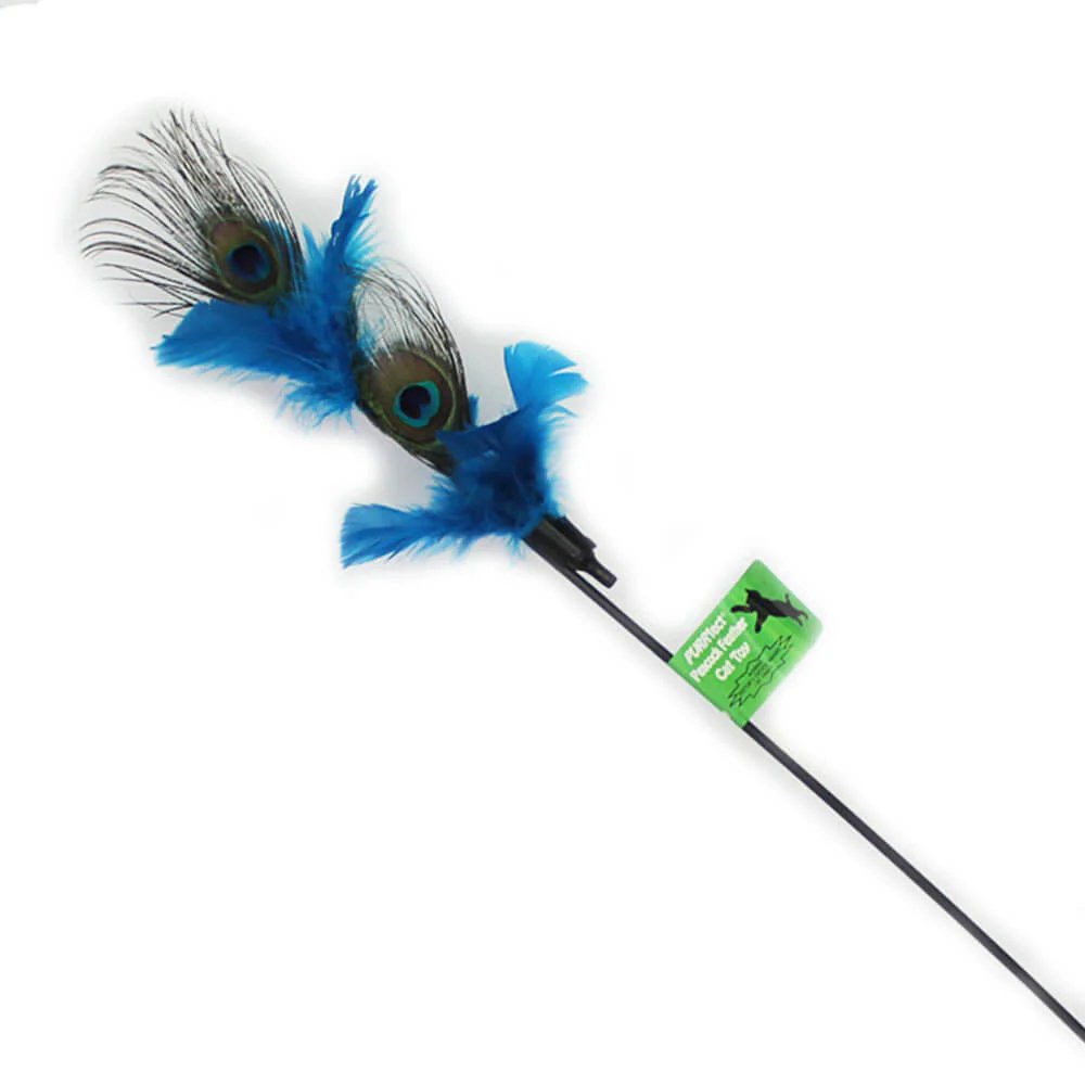 PURRfect Cat Toy Peacock Feather Wand