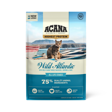 Alimento seco para gatos Acana sin cereales con el mayor contenido proteico del Atlántico salvaje