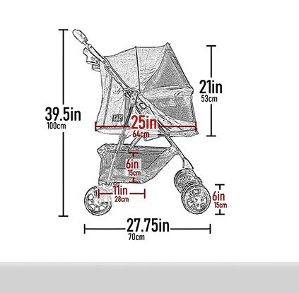 Pet Gear No-Zip Happy Trails Pet Stroller