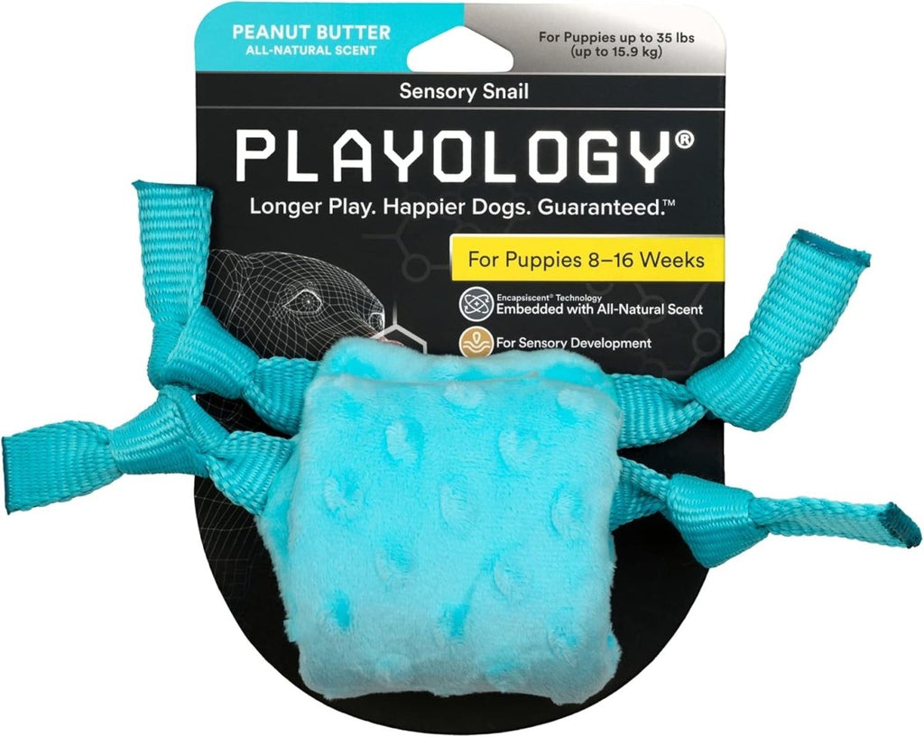 Playology Dog Toy Sensory Snail for Puppies - Peanut Butter Scent