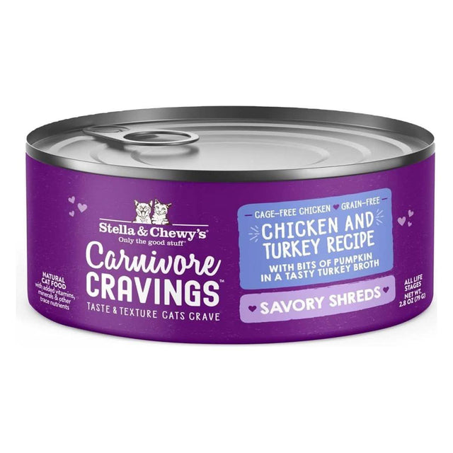 Stella & Chewy's Wet Cat Food Carnivore Cravings Savory Shreds Chicken and Turkey Recipe