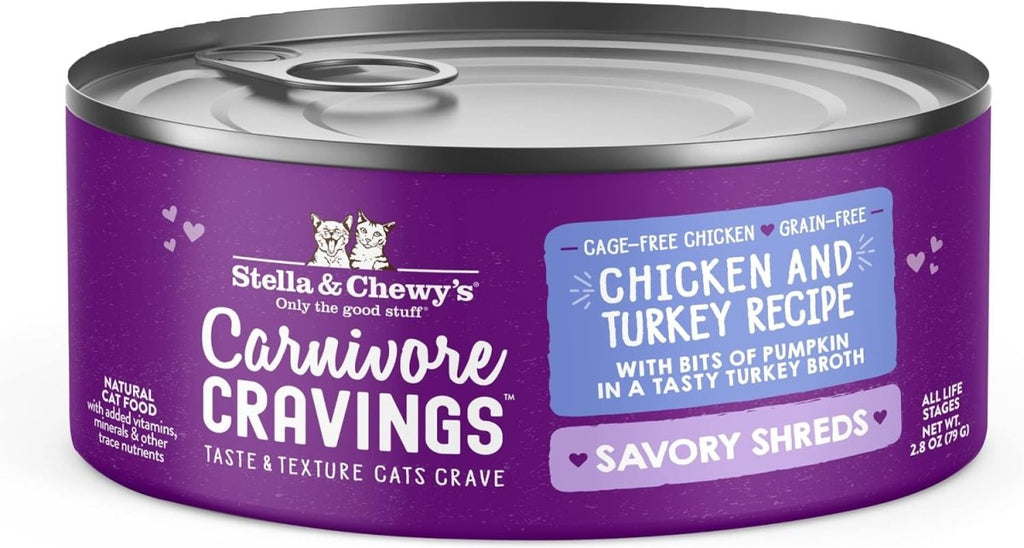 Stella & Chewy's Wet Cat Food Carnivore Cravings Savory Shreds Chicken and Turkey Recipe