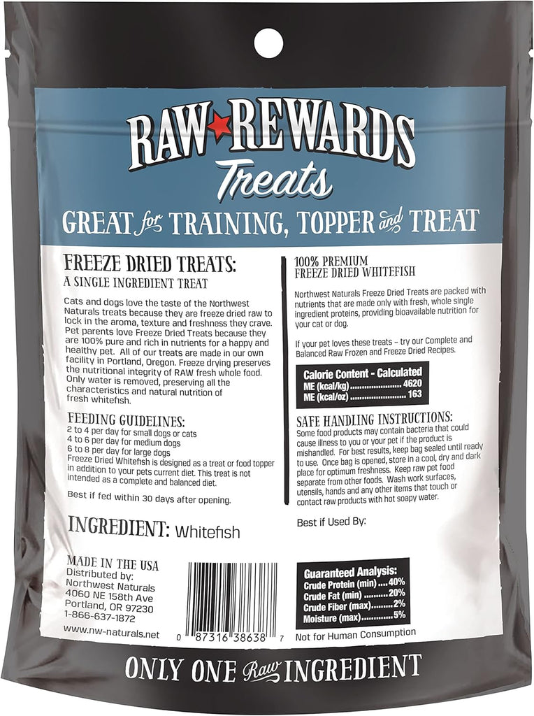 Raw Rewards Dog & Cat Treat Freeze Dried Whitefish