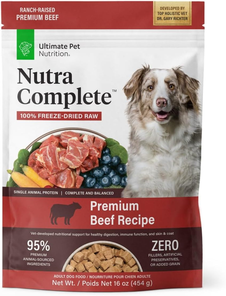 Ultimate Pet Nutrition Freeze-Dried Dog Food Nutra Complete Premium Beef Recipe