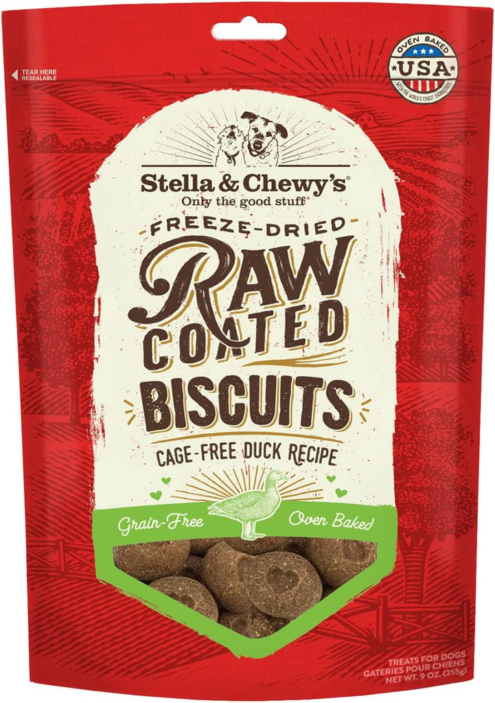 Stella & Chewy's Dog Treat Freeze-Dried Raw Coated Biscuits Cage-Free Duck Recipe