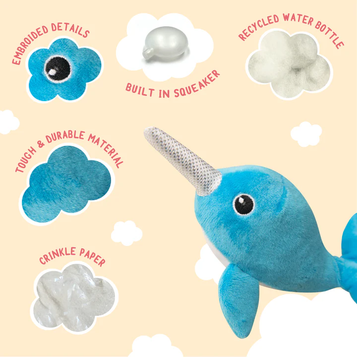 SnugArooz Dog Toy Baby Nikki the Narwhal