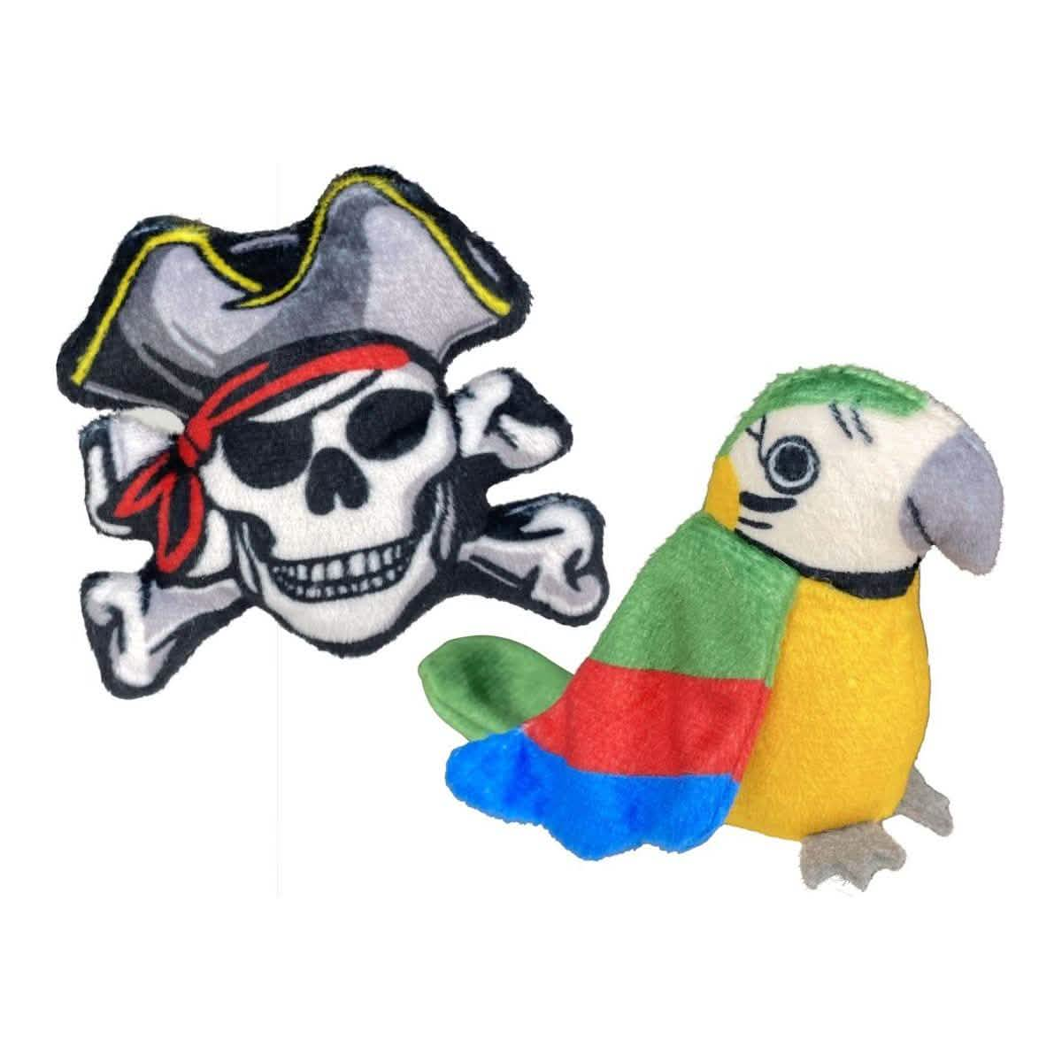 Multipet Catnip Cat Toy Margaritaville Pirate Skull and Parrot (2 Pack)