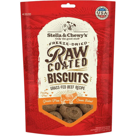 Stella & Chewy's Dog Treat Freeze-Dried Raw Coated Biscuits Grass-Fed Beef Recipe