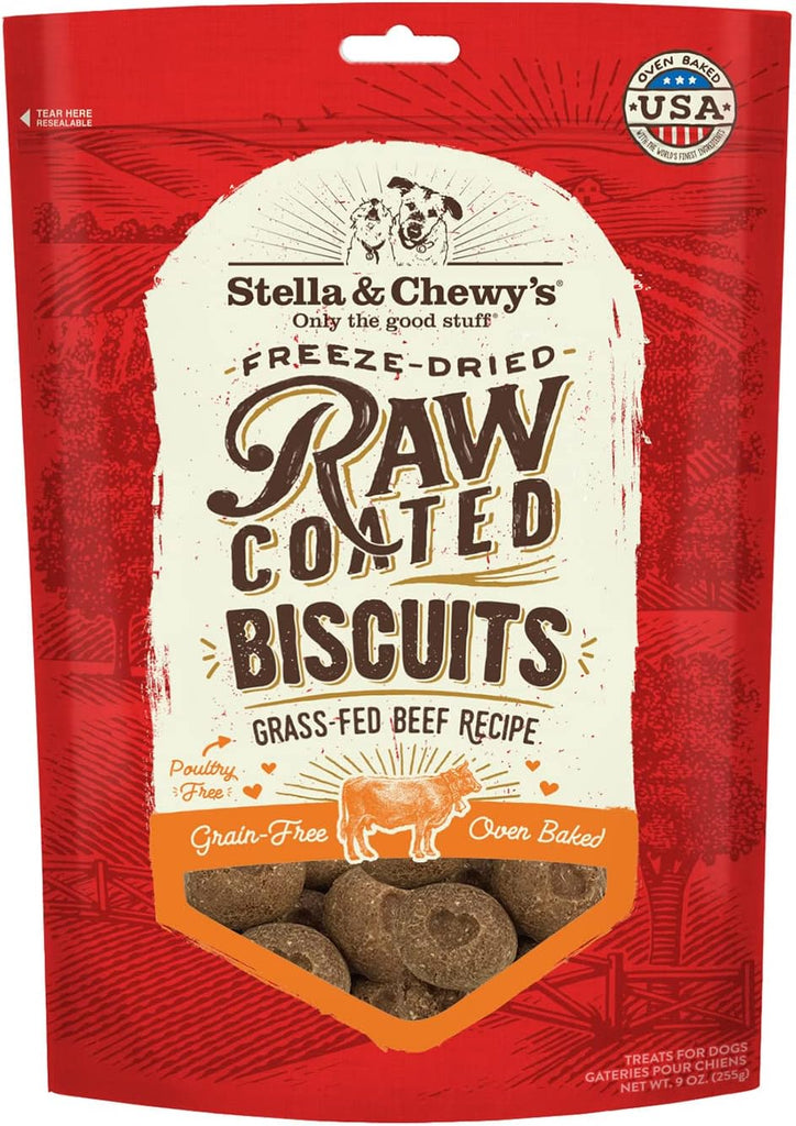 Stella & Chewy's Dog Treat Freeze-Dried Raw Coated Biscuits Grass-Fed Beef Recipe