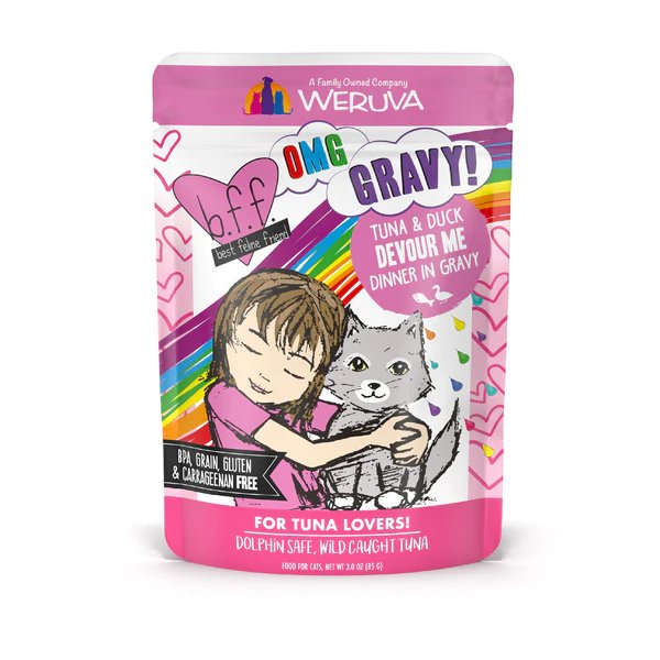 Weruva Wet Cat Food Pouch BFF OMG Devour Me Tuna & Duck Dinner in Gravy