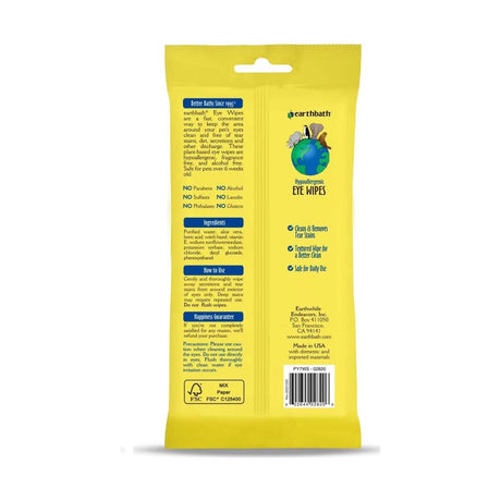 earthbath Hypoallergenic Eye Wipes Witch Hazel & Aloe