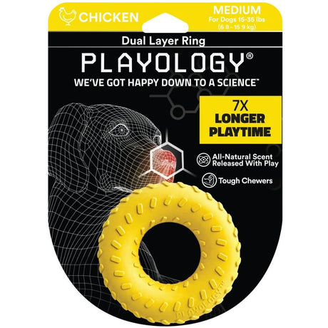 Playology Dog Toy Dual Layer Ring - Chicken Scent