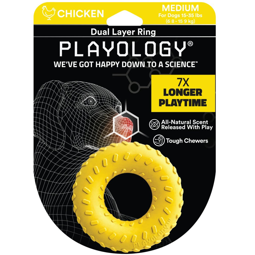 Playology Dog Toy Dual Layer Ring - Chicken Scent